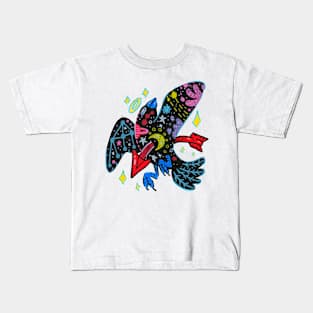 Psychedelic Galaxy Crow in Acrylic Kids T-Shirt